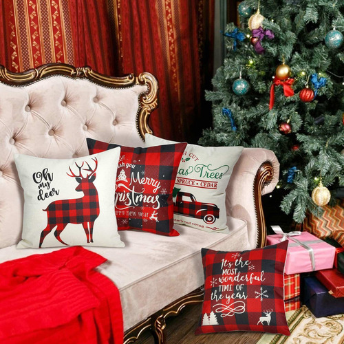 Fundas De Cojines Navideñas Diseño De Cremallera Invisible