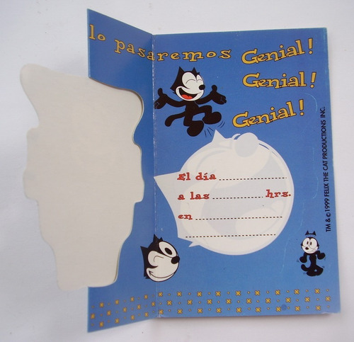 Imagen 2 de 2 de Felix El Gato Set Tarjetas Invitacion Cumpleanos Felix The C
