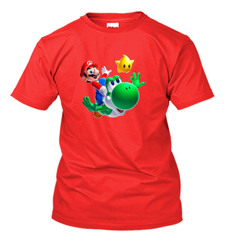 Playera Mario Bros Con Yoshi Y Estrella Todas Las Tallas