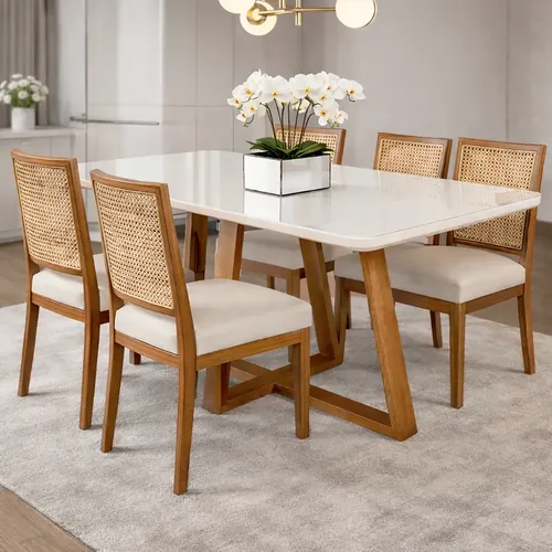 Mesa De Jantar Sala Cozinha Madeira 1,20x0,80 Cm Rt Mobilia Off White Marrom-claro