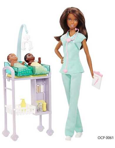 Barbie Profissões Pediatra Negra Com 2 Bebês Mattel Ms