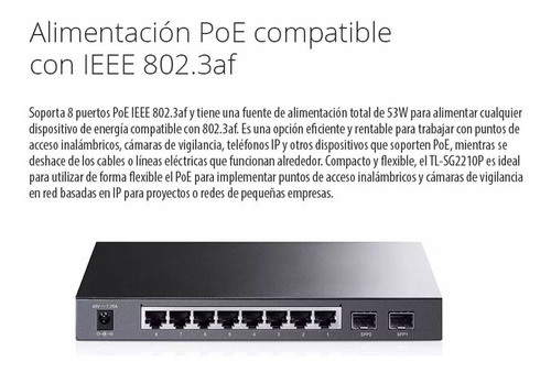 Switch Tp Link Tl-sg2210p 8 Puertos Gigabit Poe Sfp Full