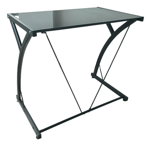 Escritorio Akivoy Metalico Color Negro Home Office De Vidrio