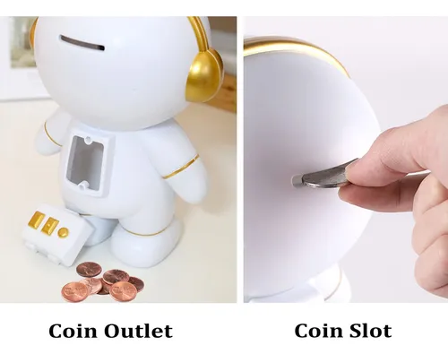 Sapouni - Alcancía De Astronauta Para Niños, Bonita Hucha De Plástico Para Monedas De Papel, Caja De Ahorro De Dinero Personalizada, De Cumpleaños De Navidad Para Niños Y Niñas (dorado)