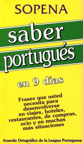 Imagen 1 de 3 de Saber Portugués En 9 Días Sopena, Sopena