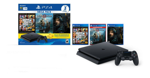 Consola Ps4 1tb + Gta V + God Of War + Death Stranding