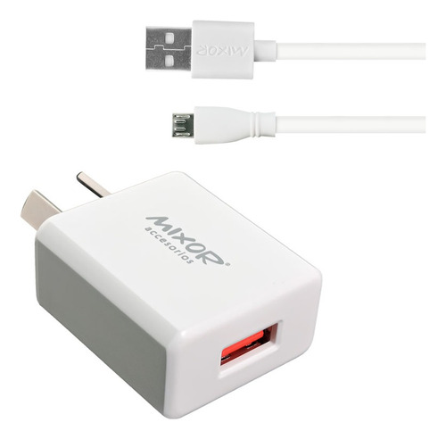 Cargador De Pared Cabezal 3.8a + Cable V8 / Micro Usb 1m Blanco