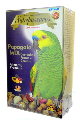 Ração Mix Papagaio Nutripássaros Castanha Fruta Cereais 500g