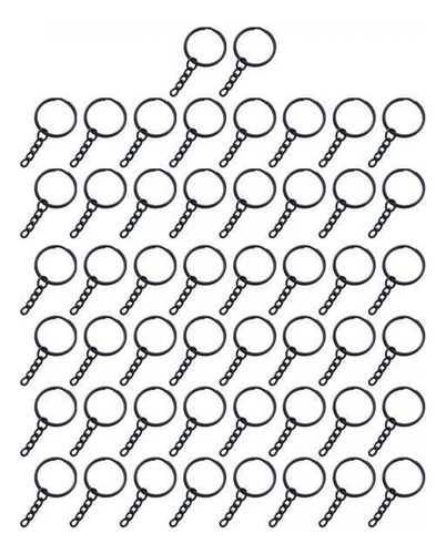 6 X 50x Llaveros Con Cadena Llavero Anillos Conjunto 1 Negro