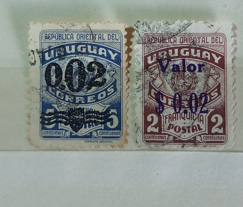 2 Estampillas Uruguay Sw 647-648 Usadas 1940