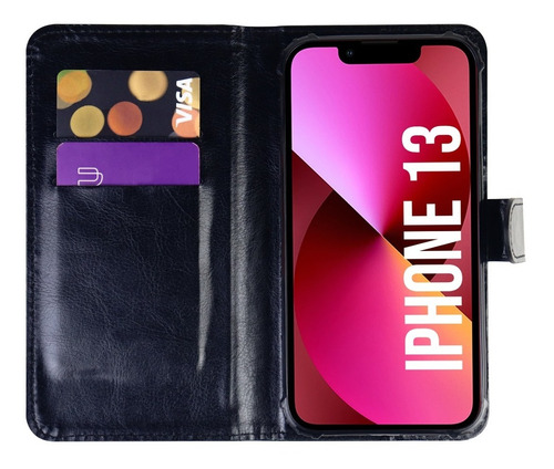 Capa Carteira + Película Privacidade P/ iPhone 13 6.1