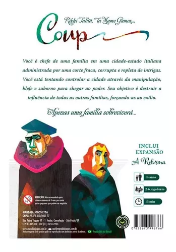 Coup o jogo de cartas que contem intriga estratégia e blefe