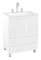 Comprar Mueble para baño Eka Sanitarios Bariloche con mesada de 50cm de ancho, 80cm de alto y 40cm de profundidad con bacha y mueble color blanco con tres agujeros para grifería