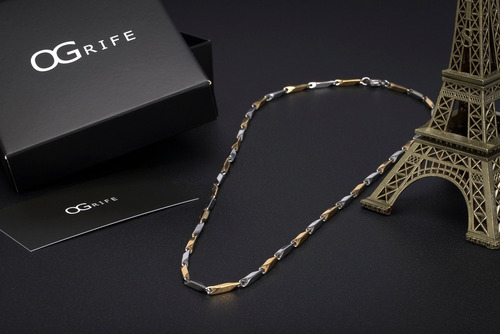 Corrente Cordão Masculino Aço Ogrife J-07 Banhado Ouro Top