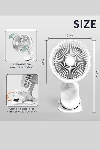 Ventilador Portátil Con Clip 2.54 M 27-200 Blanco Blanco Plástico 5