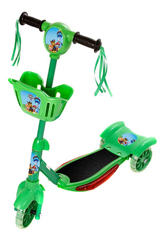 Brinquedo Patinete Infantil Patrulha Canina 3 Rodas Com Luz