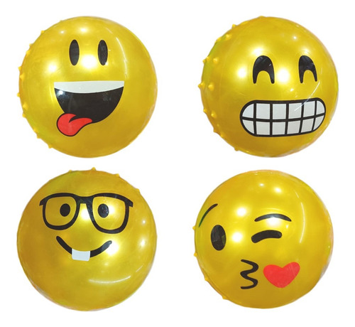 Pelota Emoji Plástico Con Picos Rebota 24 Pzs