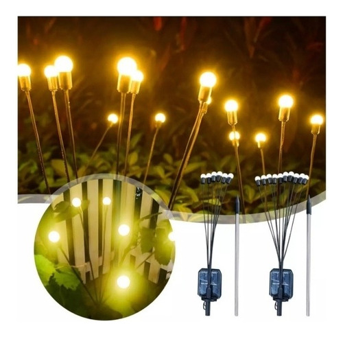 Luces Solares Luciérnagas De Estaca En Luz Cálida Pack 2und