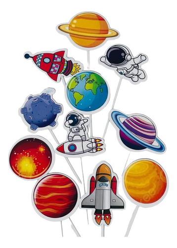 Topper Para Cupcackes Personalizados X 12 Astronauta Espacio
