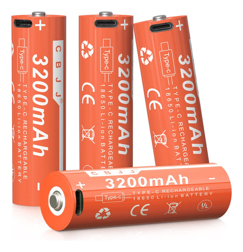 Bateria Usb Recargable 3,7 V Boton Para Faro Linterna ( 4)