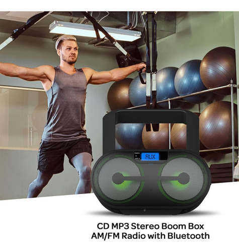 Riptunes Portable Cd Player Boombox Am Fm Radio, Bluetooth,