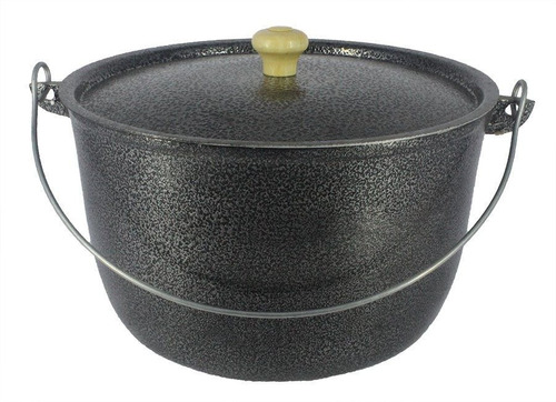 Caldeirão Aluminio Batido Craqueado Preto Com Alça 2,2 Litro