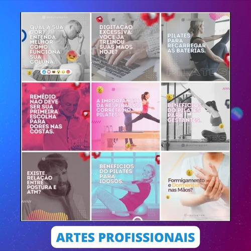 Imagem 4 de 10 de Pack 240 Artes Fisioterapia Templates Editável No Canva