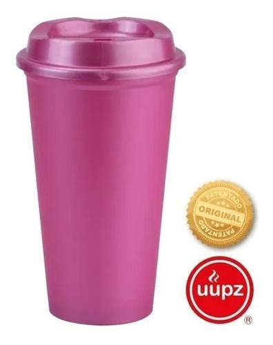 12 Vasos Reusables Cafeteros Tipo Star 16 Oz Bebida Caliente Color Rosa metálico