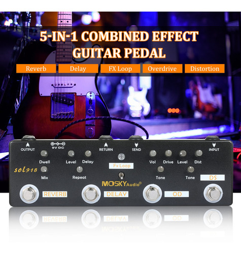 Mosky Audio Sol918 Pedal Multiefecto 5 En 1 Efecto Combinado