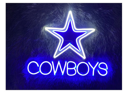 Letrero Led Neon Estrella Cowboys Comisario Ancho 60cm 