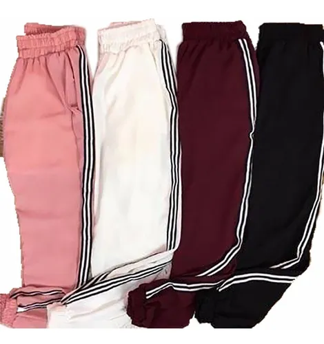 Cal a Jogger Feminina Listra Dupla Crepe Com Bolso Parcelamento