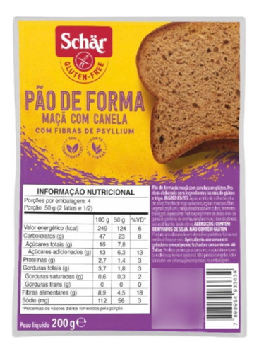 Pan Schar En Rodajas Con Manzana Y Canela Sin Tacc X 200 Grs