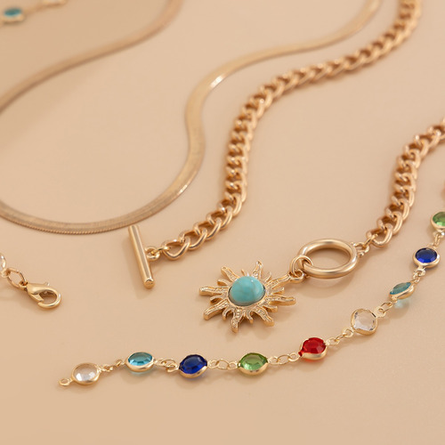Juego De Collares Con Colgante De Sol De Cadena Larga De Cri