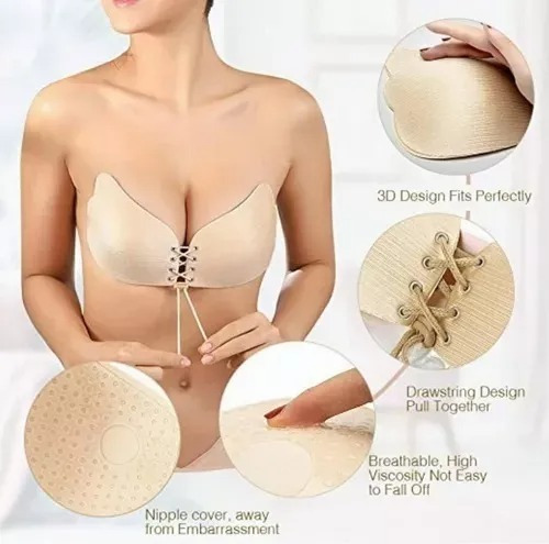 ` 2p Bra Nubra Brasier Strapless Push Up Invisible Sin