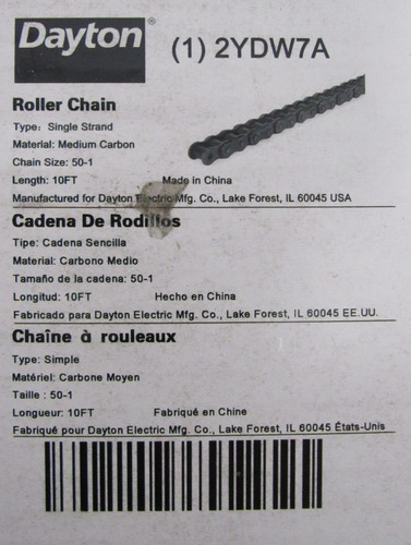 New Box Of 5 Dayton 2ydw7a Chain 10' Ea Size 50-1 Ddb