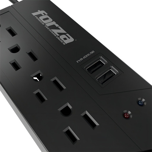 Fvr-1012usb Estabilizador Forza 1000va/500w, 4 Tomas + 2usb