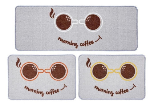 Kit 3 Pcs Tapete Cozinha Morning Coffee Café Menu Jolitex