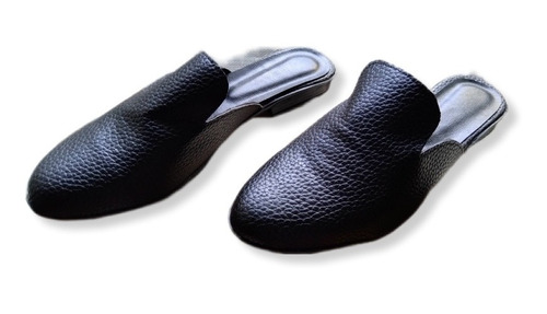 Slippers Negro (pantufla) Cuero Sintético Nr36-37 Con Bolsa