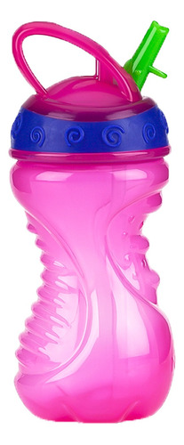 Vaso con pajita rígida retráctil para niños Nuby, 300 ml, color rosa