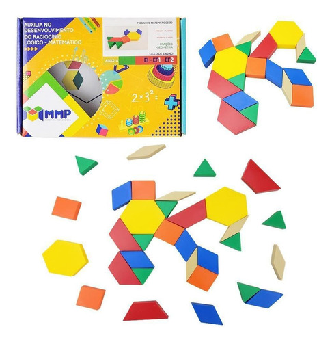 Mosaico Geométrico Matemático 3d Material Pedagógico 60peças