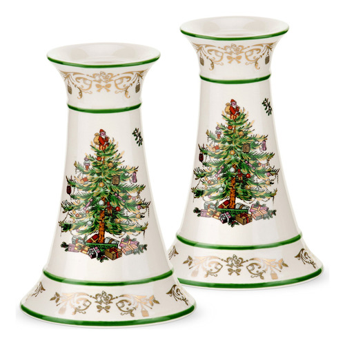 Spode Juego De 2 Candelabros Dorados Para Rbol De Navidad