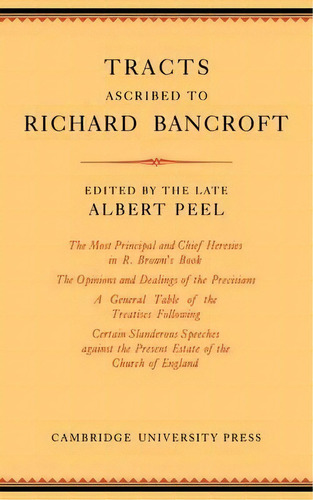 Tracts Ascribed To Richard Bancroft, De Albert Peel. Editorial Cambridge University Press, Tapa Blanda En Inglés