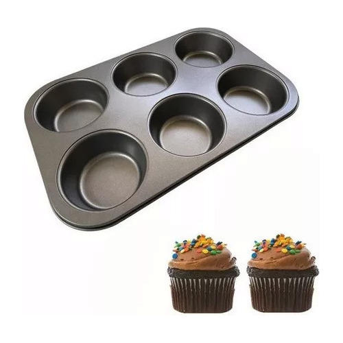 Molde Muffin Cupcakes X6 Antiadherente Teflon Serbazares
