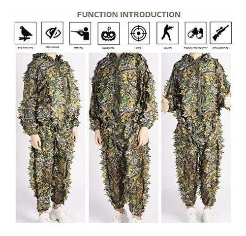 Traje De Camuflaje Con Capucha 3d De Ghillie, Traje De Caza