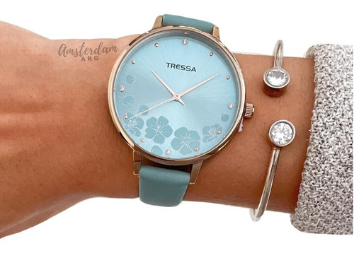 Reloj Tressa Dama Modelo Molly  Flores Grande Amsterdamarg