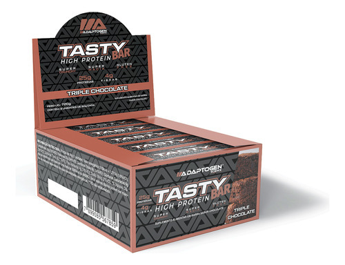 Tasty Bar Caixa Display 8x90g - Adaptogen Sabor Triple Chocolate