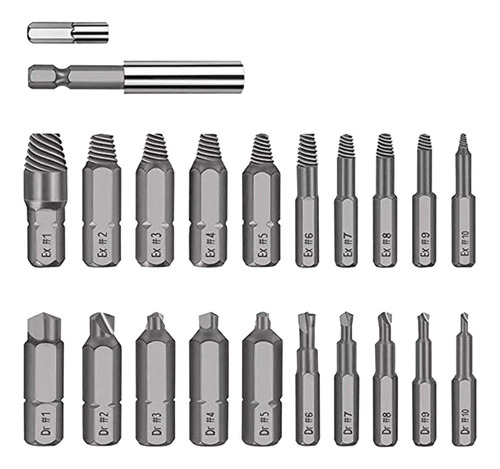 Removedor 20pcs Set Extractor De Tornillos Dañados Brocas