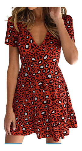 Minivestido Con Estampado De Leopardo For Mujer, Vestido