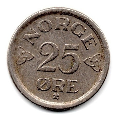 Noruega Moneda 25 Ore Año 1957 Km#401