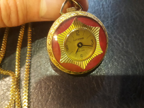 Antiguo Reloj Collar Colgante A Cuerda Lucerne - Cadena-leer